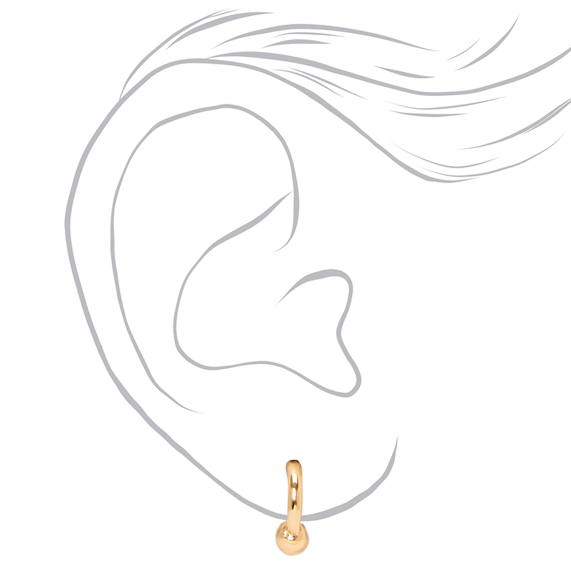 Gold 10MM Ball Huggie Hoop Earrings,