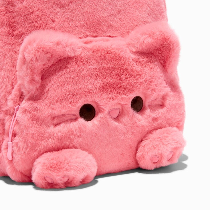 Claire&#39;s Club Furry Pink Cat Dome Backpack,