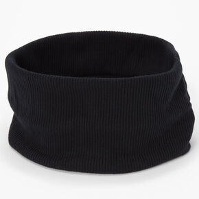 Black Flat Ribbed Headwrap,