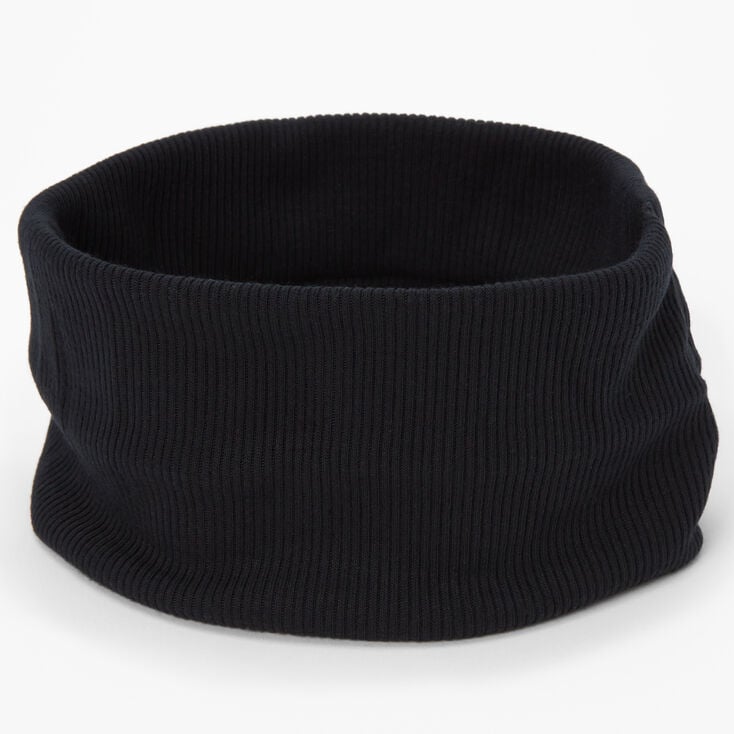 Black Flat Ribbed Headwrap,
