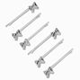 Silver Cubic Zirconia Bow Hair Pins - 6 Pack,