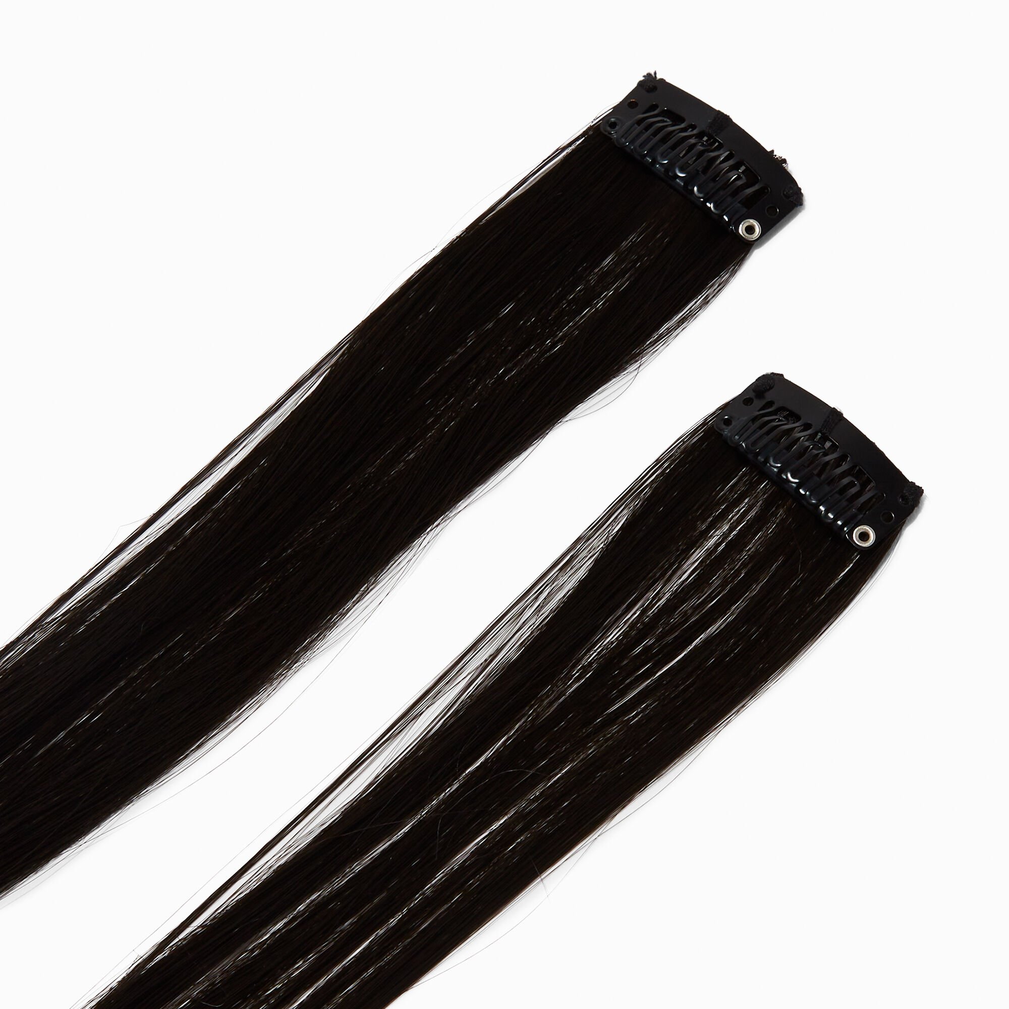 Black Faux Hair Clip In Extensions - 2 Pack,