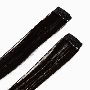 Black Faux Hair Clip In Extensions - 2 Pack,