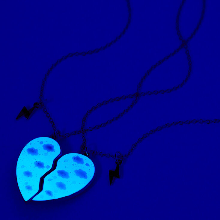 Best Friends Glow In The Dark Pastel Split Heart Necklaces - 2 Pack,