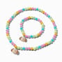 Claire&#39;s Club Pastel Glitter Critter Stretch Necklace &amp; Bracelet Set - 2 Pack,