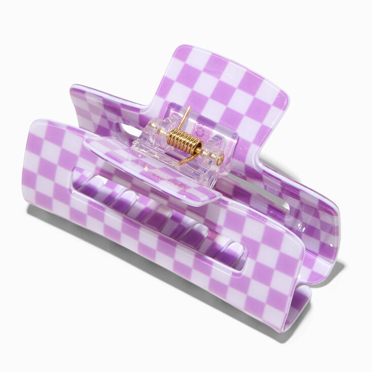 Lilac Checkered Medium Hair Claw,