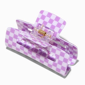 Lilac Checkered Medium Hair Claw,
