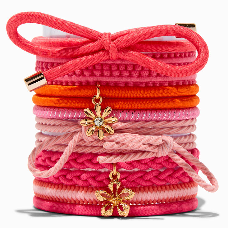 Coral Beachfront Hair Ties - 12 Pack,