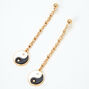 Gold-tone Yin Yang Linear Chain 3&quot; Drop Earrings,