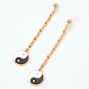 Gold Yin Yang Linear Chain 3&quot; Drop Earrings,