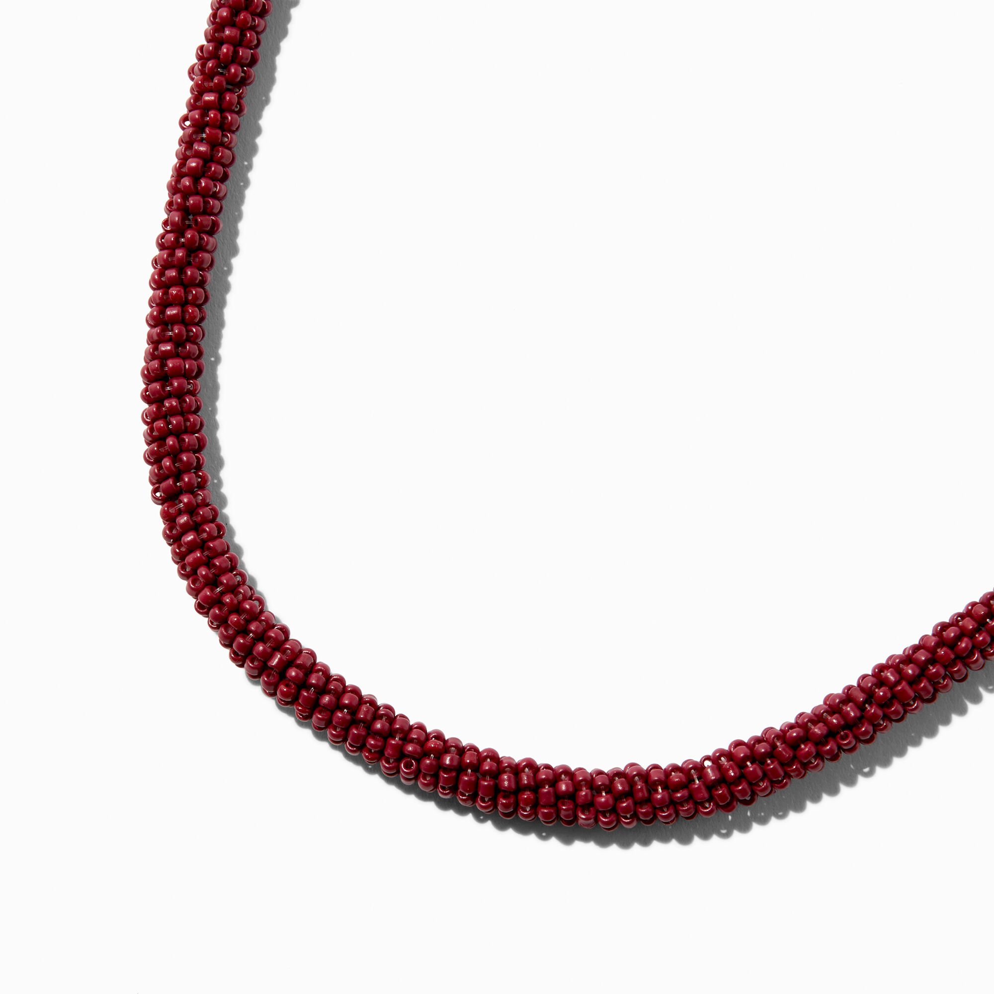 View Claires Burgundy Seed Bead Tube Choker Necklace Red information