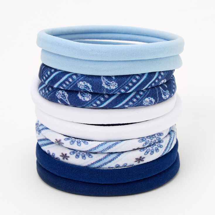 Claire's Élastiques roulés bleus Prairie - Lot de 10