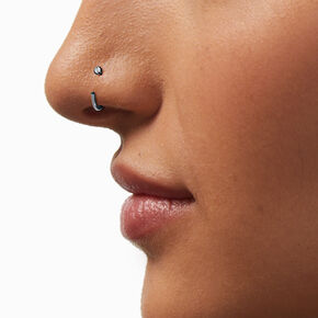 Mixed Crystal 18G Silver-tone Titanium Nose Rings - 6 Pack,