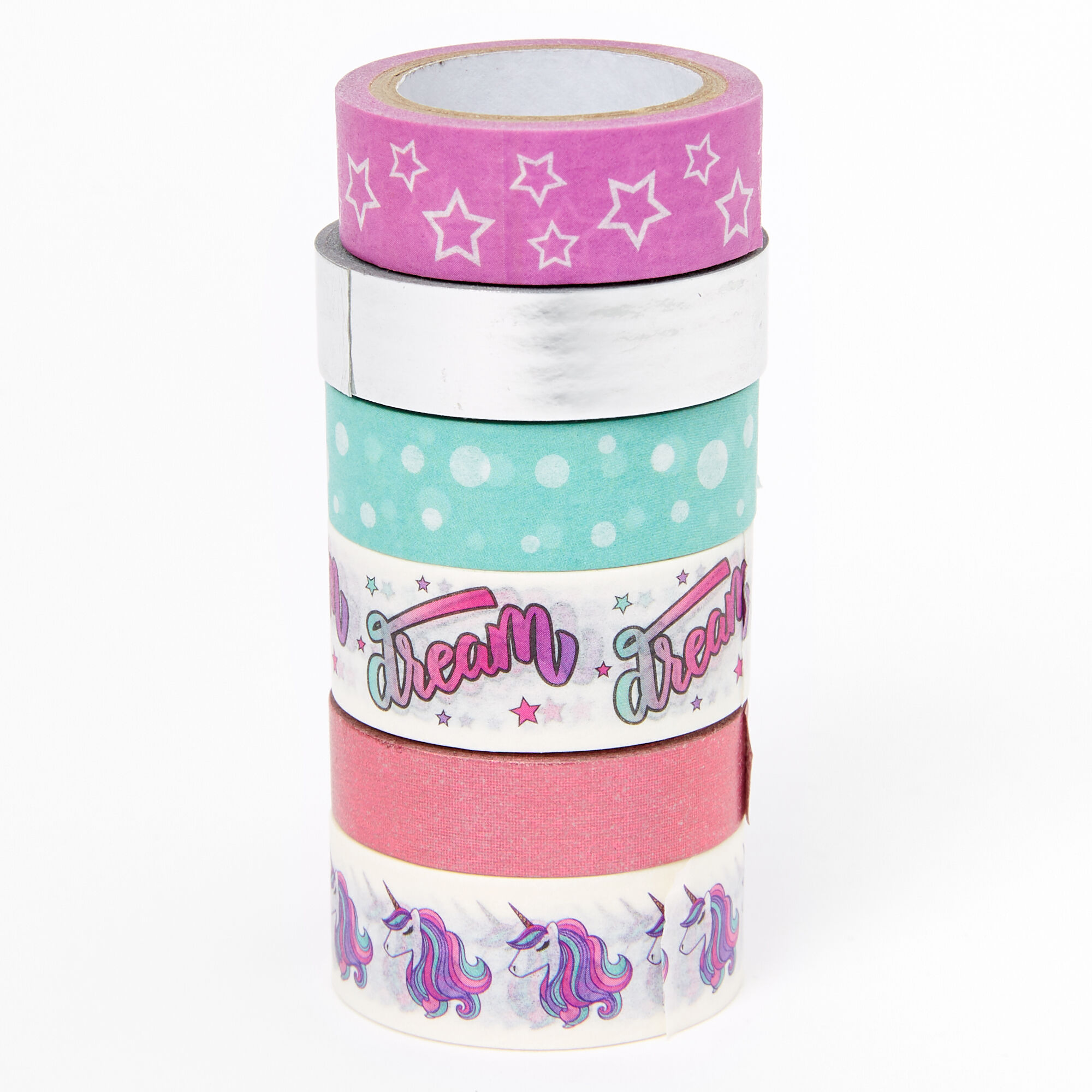 Ruban adhésif Washi Tape licorne - Lot de 6,