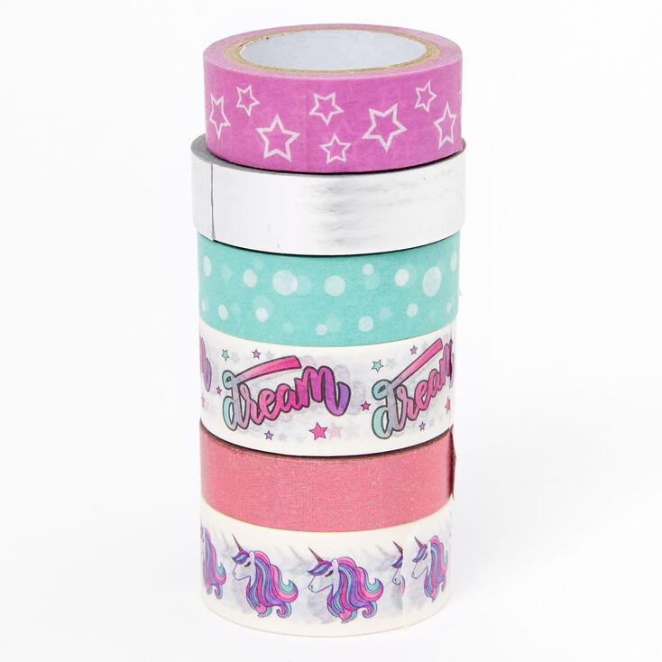Ruban adh&eacute;sif Washi Tape licorne - Lot de 6,
