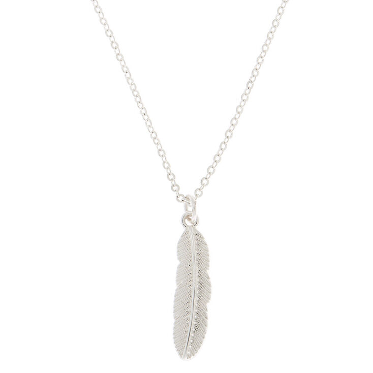 Claire's Collier à pendentif à plumes couleur argenté