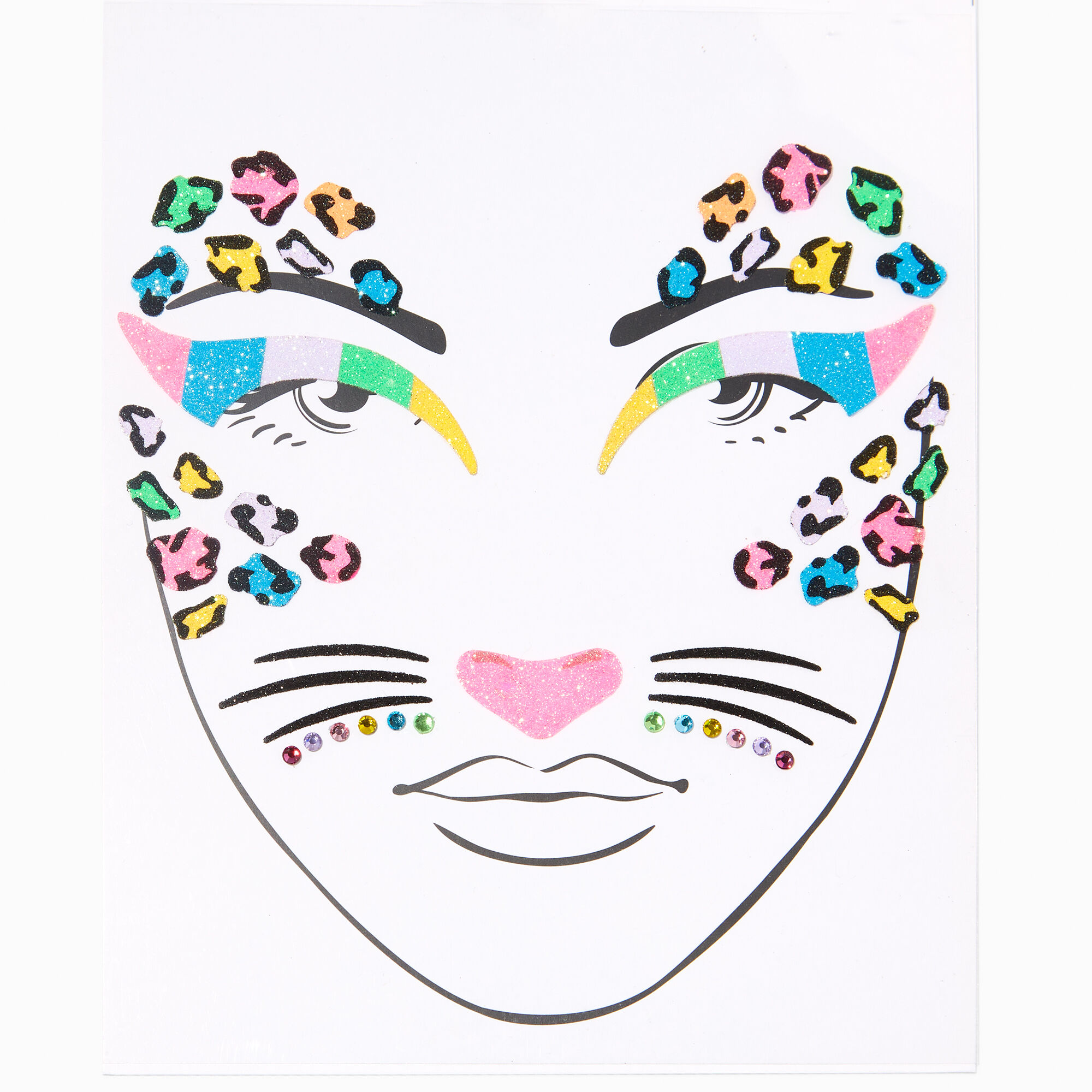 Autocollants pour le visage imprimés animal arc-en-ciel,