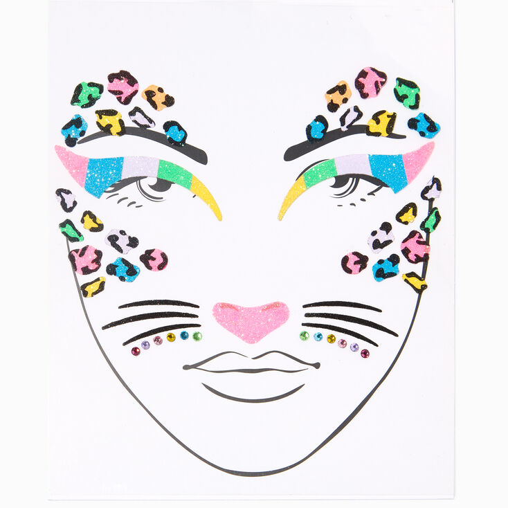 Autocollants pour le visage imprim&eacute;s animal arc-en-ciel,