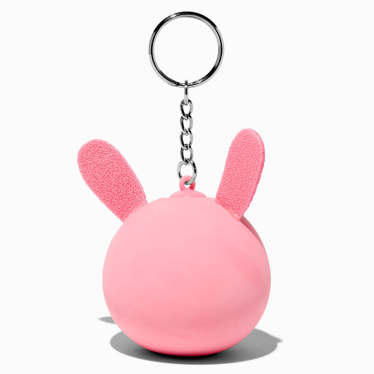 Porte-cl&eacute;s boule anti-stress lapin rose,