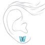 Gold &amp; Blue Glitter Butterfly Stud Earrings,