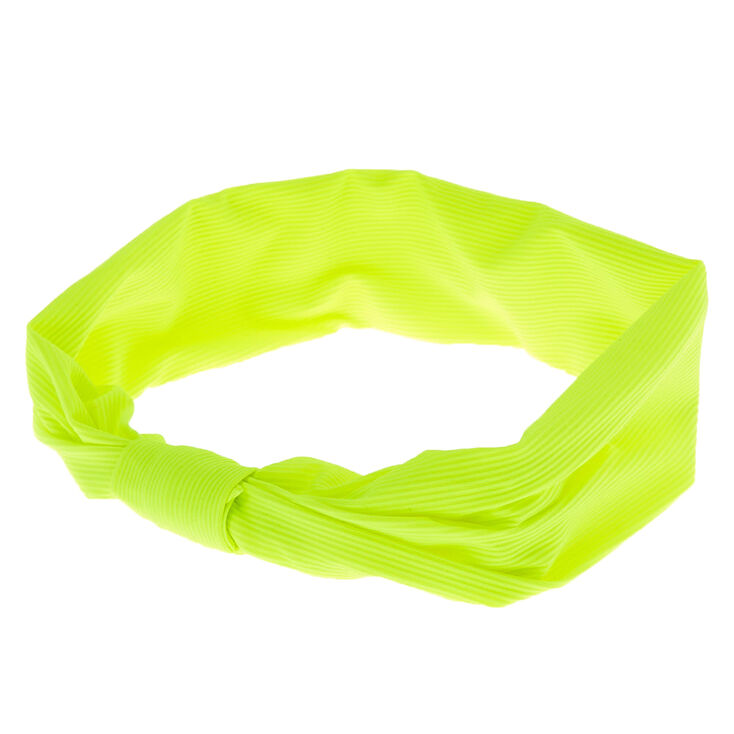 Claire's Bandeau noué côtelé - Vert citron fluo