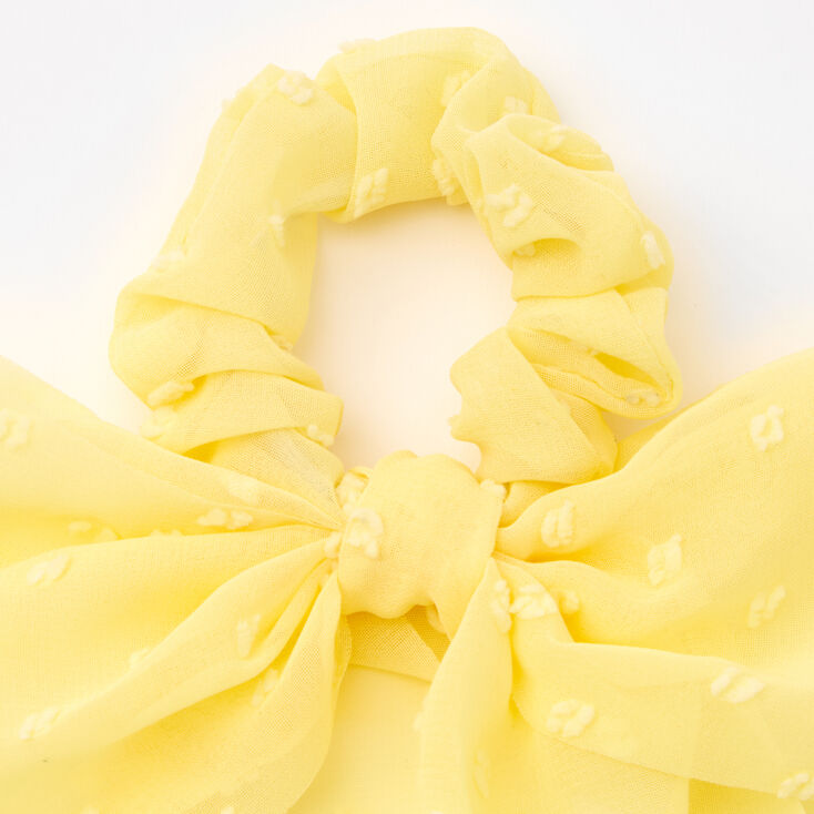 Small Organza Bow Hair Scrunchie Scarf - Yellow,