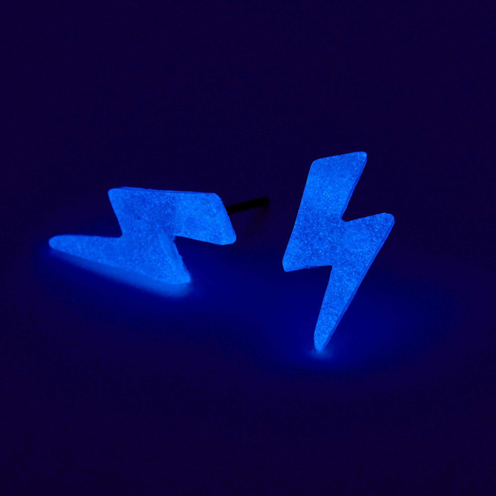 Glow In the Dark Lightning Bolt Stud Earrings - Blue,