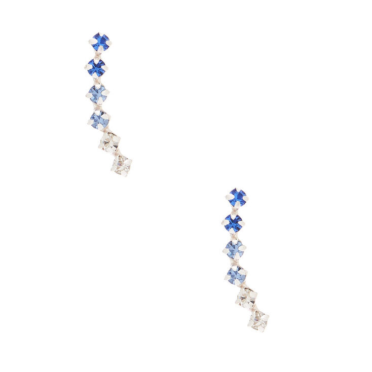 Sterling Silver Ombre Stone Ear Crawler Earrings - Blue,
