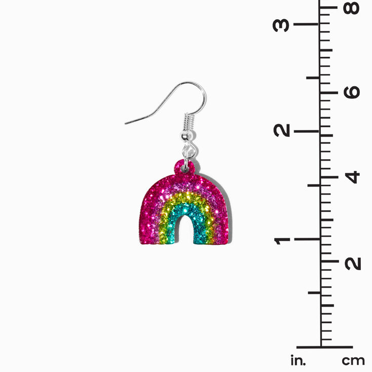 Rainbow Glitter 1&quot; Drop Earrings,