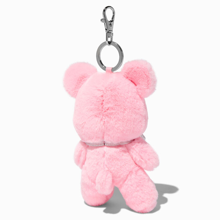 Pink Teddy Bear Plush Keychain,