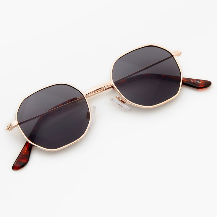 Tortoiseshell Octagonal Sunglasses - Black,