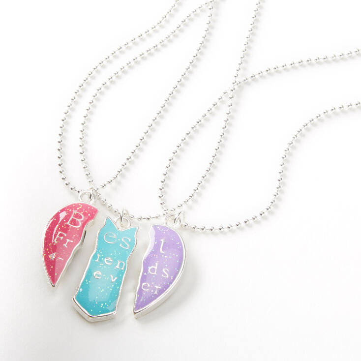 Colliers best friends avec pendentifs en forme de c&oelig;ur fluo - Lot de 3,