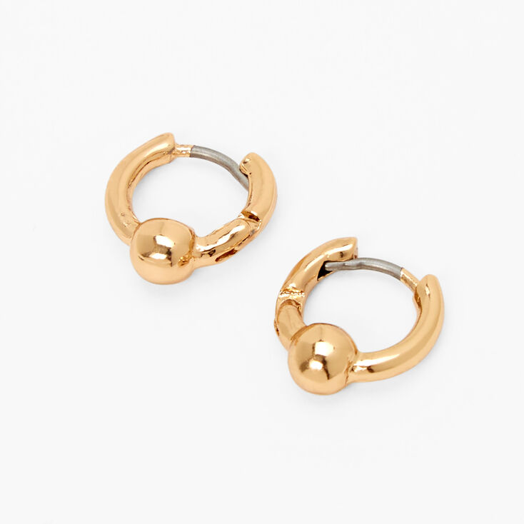 Gold 10MM Ball Huggie Hoop Earrings | Claire's