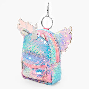 Sequin Unicorn Mini Backpack Keychain - Rainbow,