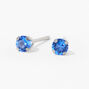 14kt White Gold 3mm September Crystal Sapphire Studs Ear Piercing Kit with Ear Care Solution,