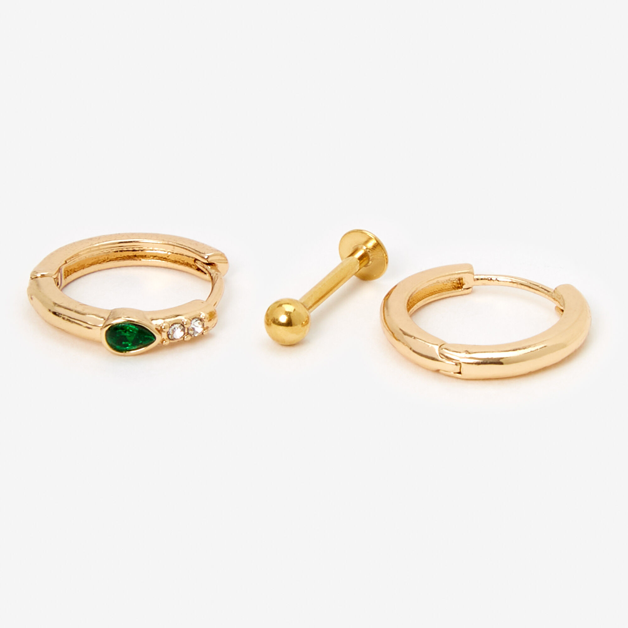 Gold 16G Embellished Helix Hoop Stud Earrings 3 Pack