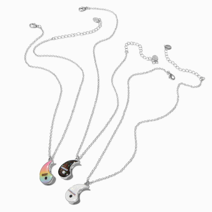 Colliers &agrave; pendentif Yin et Yang phosphorescents changeant de couleur Best Friends - Lot de 3,