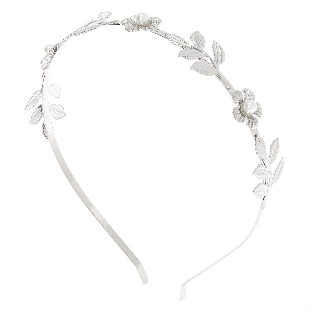Claire s Club Silver Floral Vine Headband