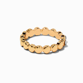  Gold-tone Round Crystal Band Ring,