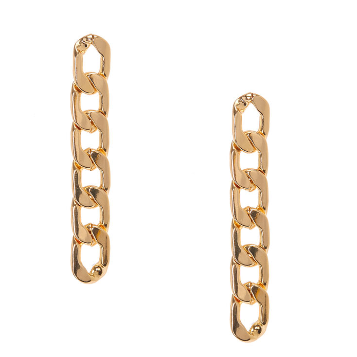 Long Link Gold Drop Earrings,