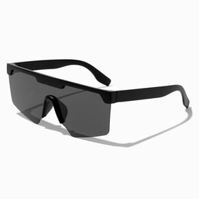 Solid Black Shield Sunglasses,