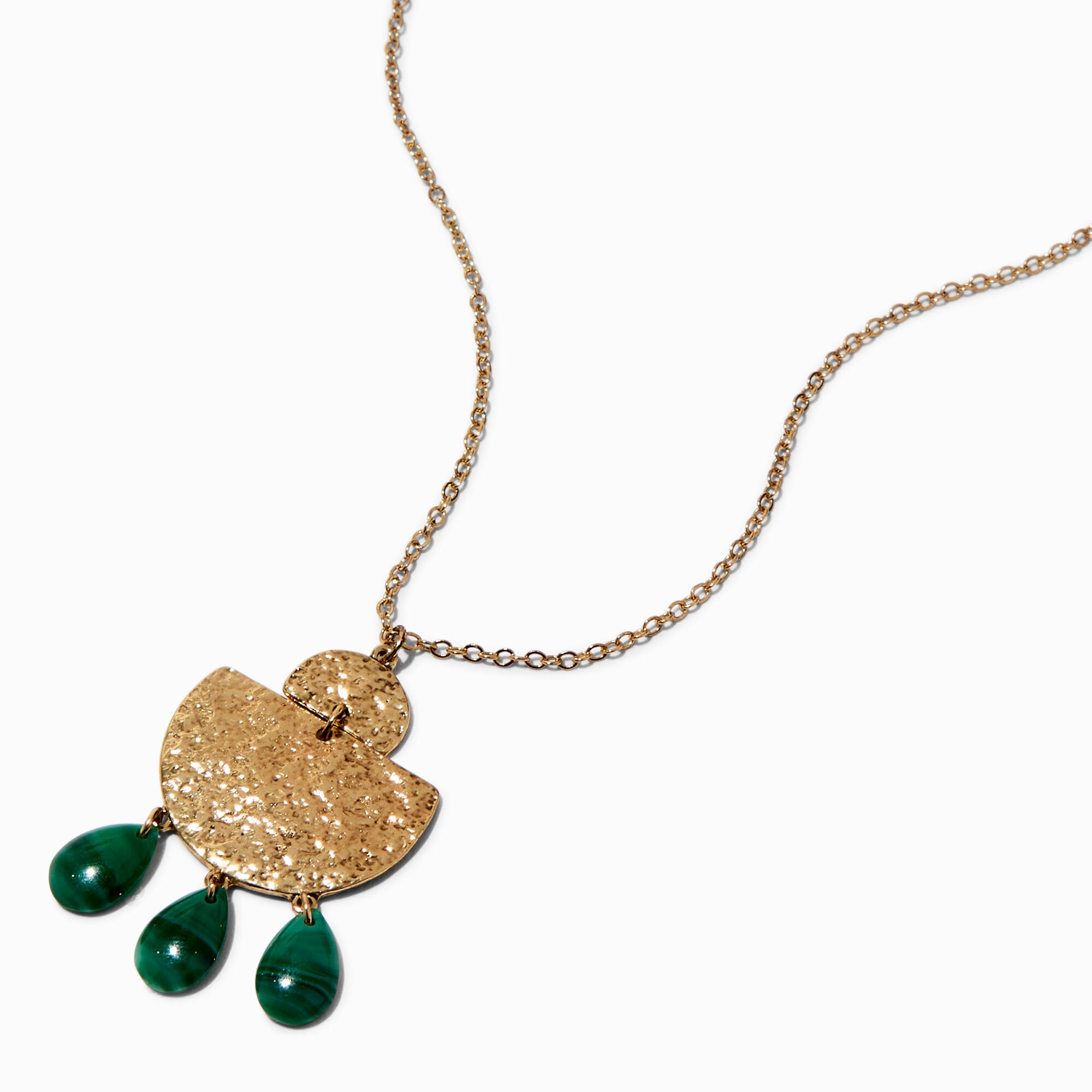 View Claires Tone Malachite Long Pendant Necklace Gold information