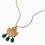 Long collier &agrave; pendentif en malachite d&#39;imitation couleur dor&eacute;e,
