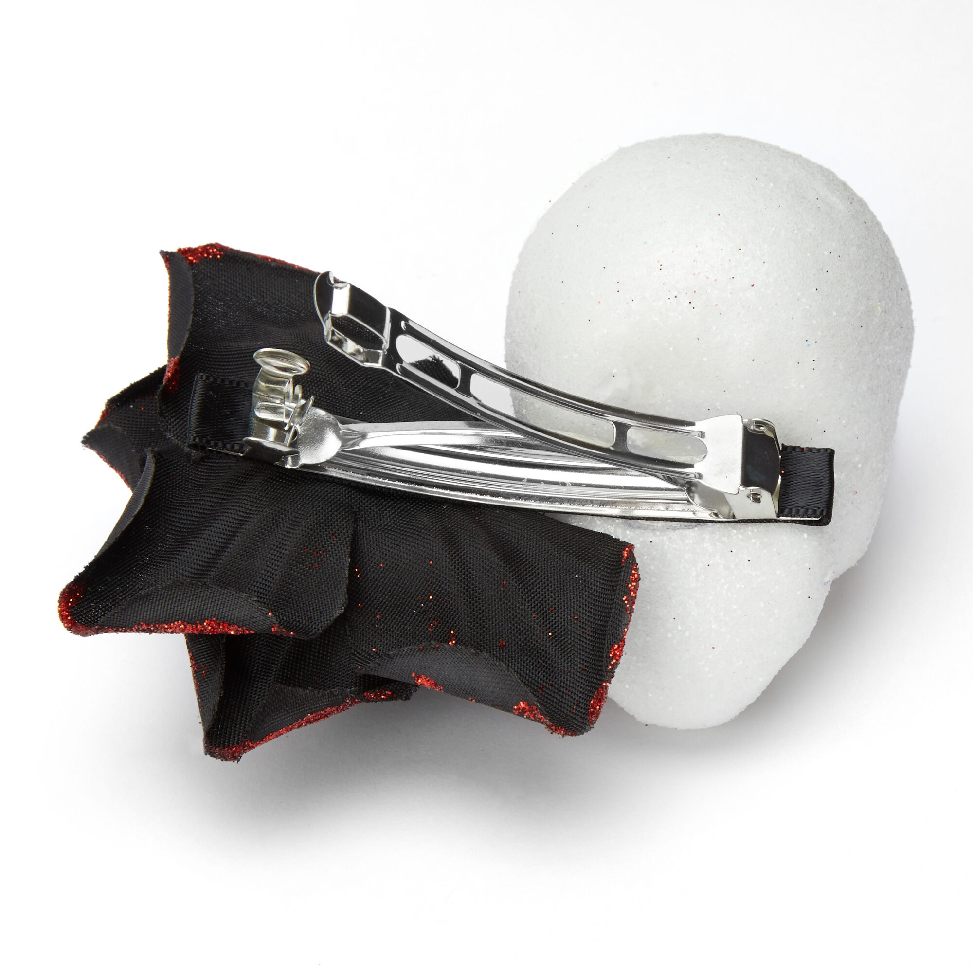 Day Of The Dead Skull & Rose Flower Hair Clip - Black,