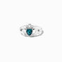 Silver Claddagh Birthstone Ring - December,