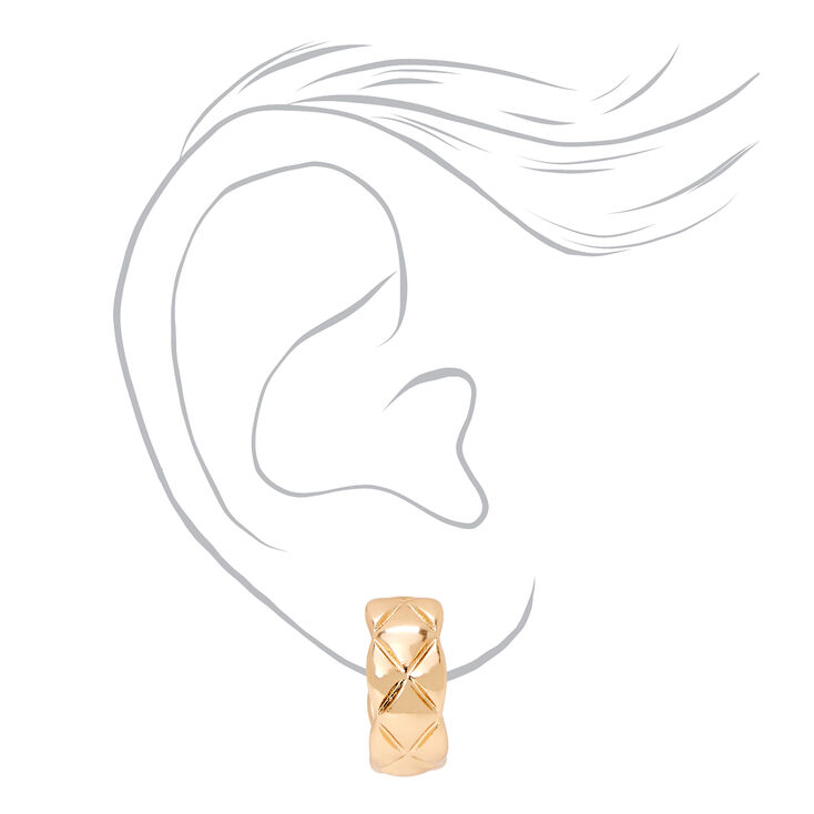 Gold 20MM Quilted Hoop Earrings