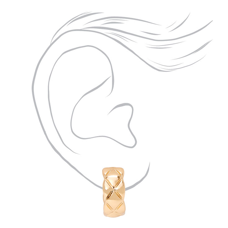 Gold 20MM Quilted Hoop Earrings,
