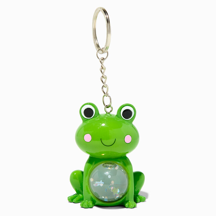 Green Frog Water-Filled Glitter Keychain,