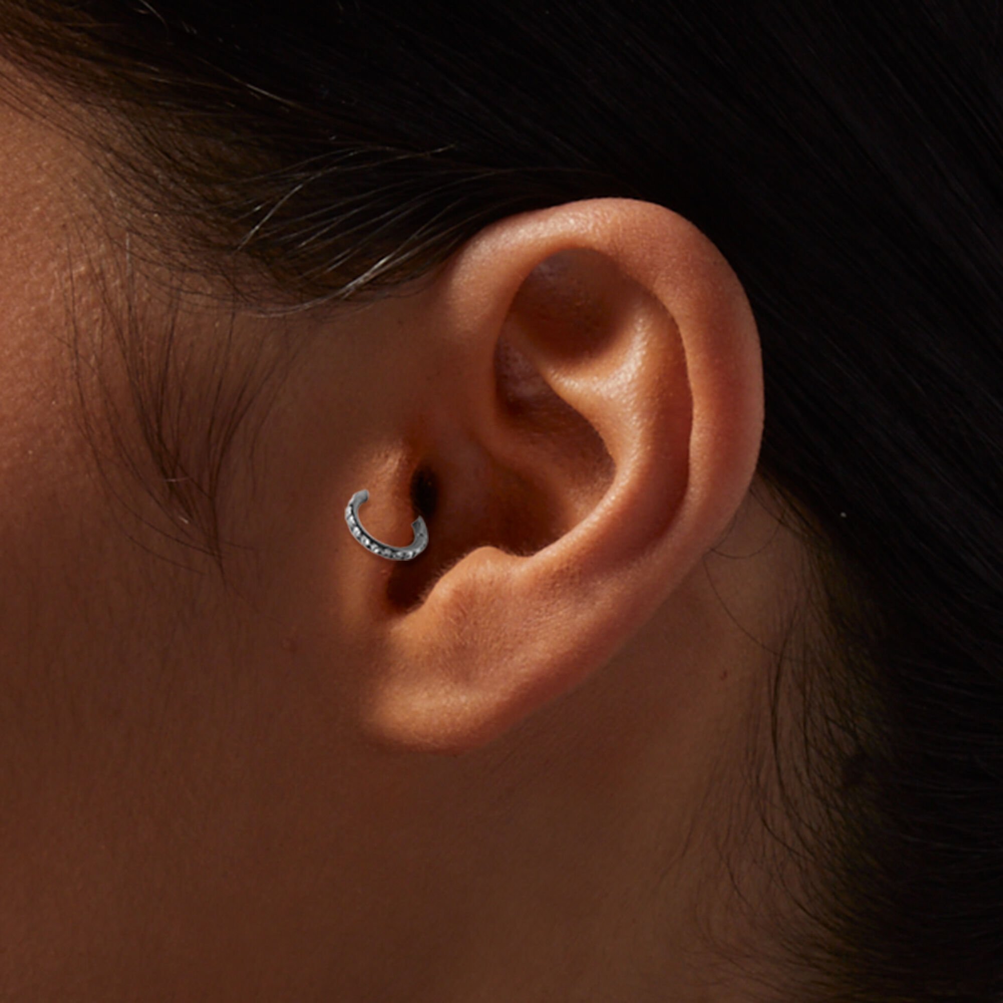 Silver tone Titanium Crystal 20G Tragus Hoop Earring Claire s US
