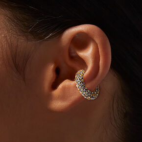Gold-tone Crystal Pav&eacute; Chunky Ear Cuff ,
